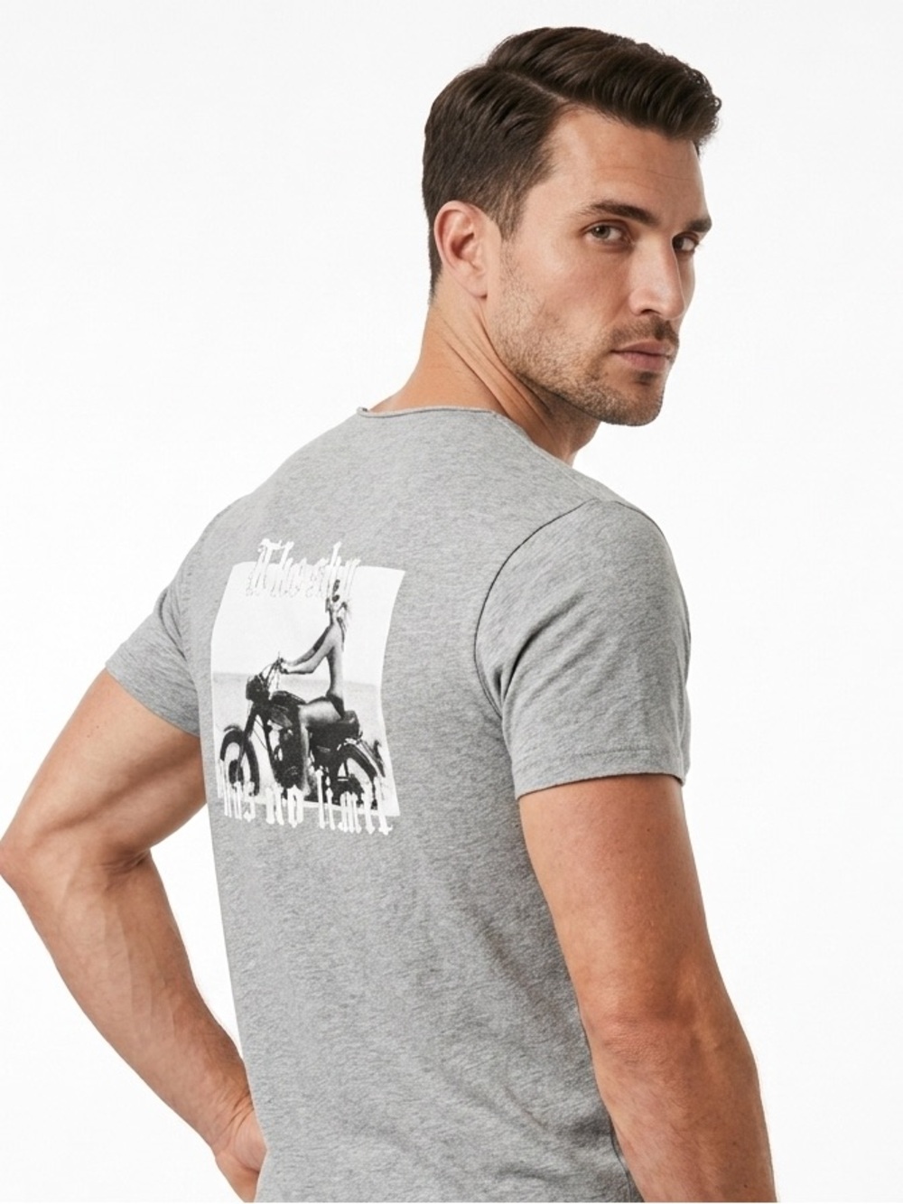 ZADIG & VOLTAIRE | Grey Graphic Back-Print Short Sleeve Tee Men’s Size Medium